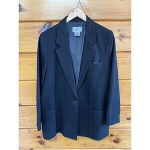 JP Collection Womens Black Pockets Long Sleeve Single Breasted Blazer Size 16